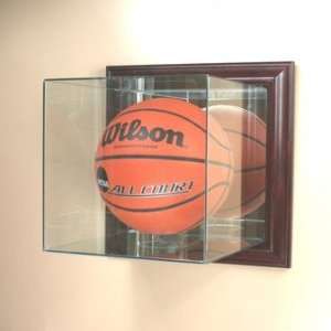 Wall Mounted Basketball Glass Display Case with Cherry Wood Molding