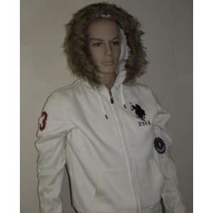  U.S. Polo Association Ladies White Jacket w/Hood (Size 