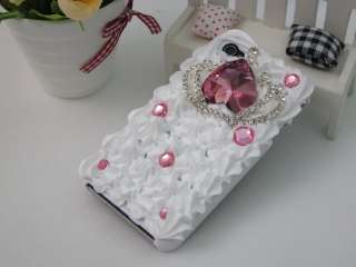   Pink Crown Crystal Case Cover for iPhone 4 4S Black White XH  