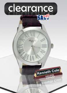 Kenneth Cole New York Purple Lizard Embossed Leather Band Silver Dial 