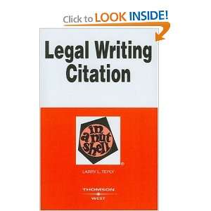  Legal Writing Citation in a Nutshell (In a Nutshell (West 