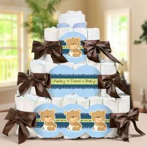  Baby Boy Teddy Bear   3 Tier Diaper Cake   Baby Shower 