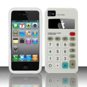  White Calculator   Silicone Protector for Apple iPhone 4 
