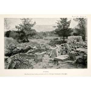 1889 Print Excavation Choragic Monument Island Icaria Greece Rocky 