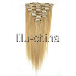 20inch 7psc Clip on Straight Human Hair Extensions in 9 Colors ,70g 