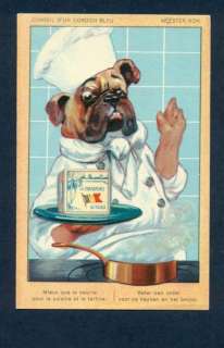 G2776 Postcard Bull Dog Chef Cooking Drapeau Margarine  