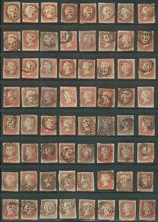 GREAT BRITAIN #3 Group of 128 Scott #3 One Penny red brown on bluish 