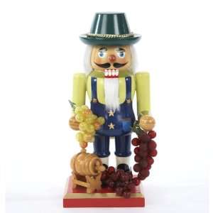  10.25 Wooden Winemaker Christmas Nutcracker With Grapes 
