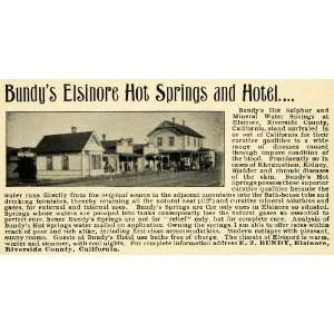  1899 Ad Bundys Elsinore Hot Springs Hotel California 