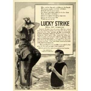 com 1915 Ad American Tobacco Lucky Strike Roll Cut Leaf Beach Summer 