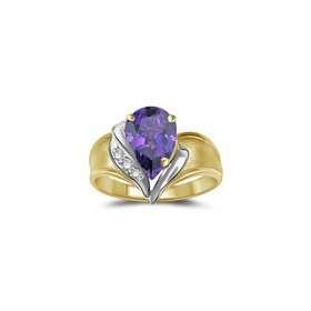   Cts Diamond & 1.06 Cts Amethyst Womens Ring in 14K Two Tone Gold 6.0