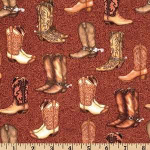  44 Wide The Real McCoy Boots Rust Fabric By The Yard 