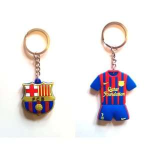  FC Barcelona & David Villa #7 Home Jersey Keychain (2 Pack 