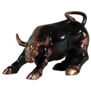  5.5 inch Bronze Color Wall Street Bull With Bass Figurine 