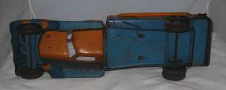 1930s BUDDY L RIDE EM DUMP TRUCK 21 LONG ORANGE & BLUE PRESSED STEEL 