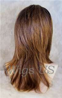 Wigs 3 tone Brown Gold Auburn Face Framing Long Wig  