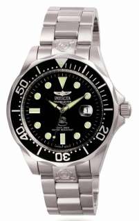 Invicta 3044 Mens Automatic Grand Diver Black Dial Stainless Steel 
