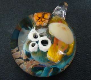   Blown Glass Tide Pool With Jellyfish Pendant Made In Oregon  