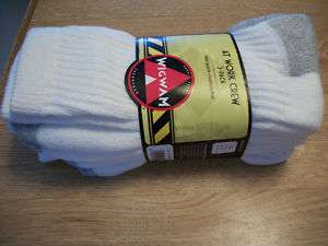 WIGWAM AT WORK CREW SOCKS 3PACK MADE IN USA LARGE OR XL  