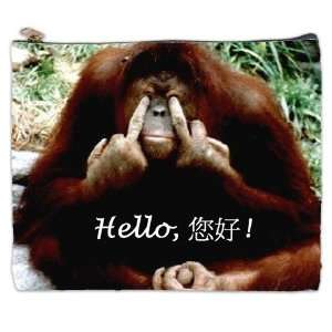    Chinese Funny Ape Orangutan Cosmetic Bag Extra Large Beauty