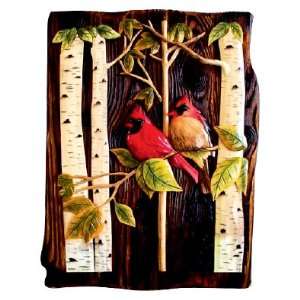  Cardinals Roosting in Birch Trees Wood Art
