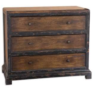 Aged Wood Distressed 3 Drawer Dresser Chest  
