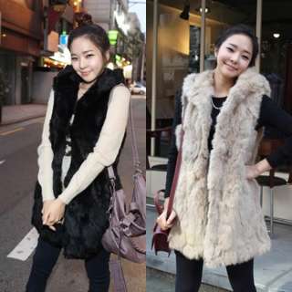 New Womens Fashion Casual Artificial fur Sleeveless Vest Long 