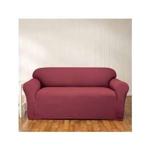 Home One Piece Stretch Honeycomb Loveseat Slipcover   Wine 