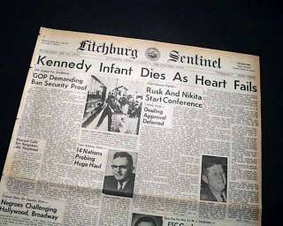 PATRICK BOUVIER KENNEDY Born JFK John F. Kennedy Baby DEATH 1963 Old 