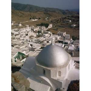  Church with Silver Dome and White Houses on Ios, Cyclades 