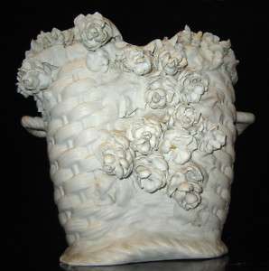 Porcelain Parian Antique Amphora basket Pot Wisteria  