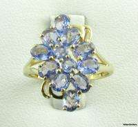 TANZANITE COCKTAIL RING   1.65ctw Cluster Fashion Solid 10k yellow 