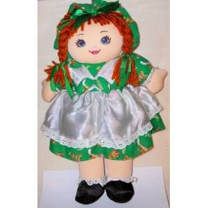  Authentic Irish Plush Doll, in Green & White Irish Costume 