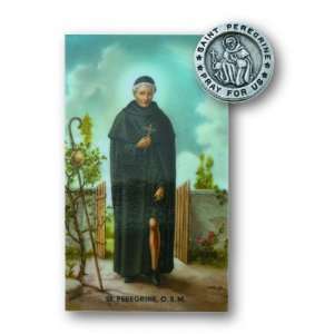 St Peregrine Pin Prayer Card St Lapel Pin Patron Saint Medal Catholic 