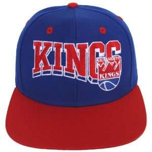  Sacramento Kings Retro Snapback Cap Hat Script Blue Red 