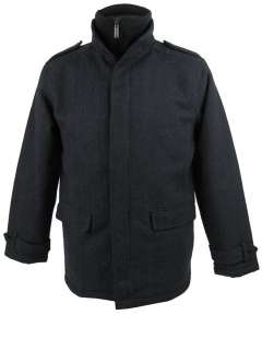 Mens Winter Jacket / Car Coat Grey Herringbone  