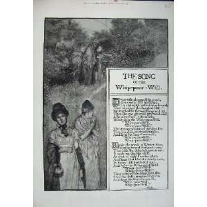   1880 Women Garden Song Words Whip Poor Will Fine Art