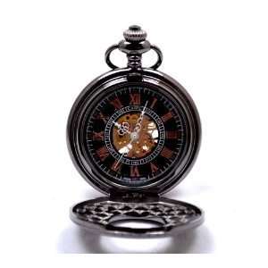   Wind Hunter Pocket Watch Collections Black Dial Red Roman Number 026