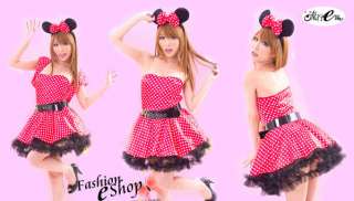 Japan Cosplay Disney Minnie Mouse Polka Dots Red Dress  