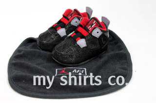 Nike AJF 4 Black Red Infant Baby Crib Shoes  