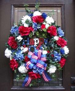   Door Wreath Floral Luxe Wreaths 4th Of July Summer Spring Happy Fourth