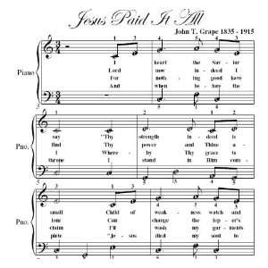  Jesus Paid It All Easy Piano Sheet Music Christian Books