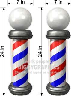 24 INCH TALL BARBER POLE DECALS 2 PACK VINYL GRAPHICS  