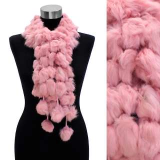 Strands Luxurious Rabbit Fur Ball Linked Scarf Pink  