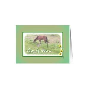  Go Green Pony Eating Grass Sunflowers, Card Health 