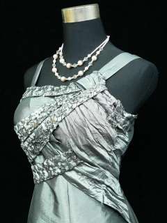 Cherlone Plus Size Satin Grey Ball Prom Wedding/Evening Gown Dress UK 