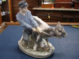 Royal Copenhagen Porcelain Figurine of Boy & Calf  