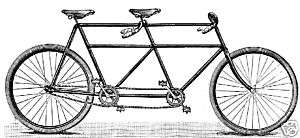 Tandem bike 2.5x1.2 WM rubber stamp Vintage  