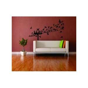 Vinyl Wall Decals   A Bird On a Wire and Pole   selected color Dark 