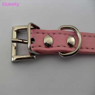 New pink Leather Studded Spiked Pet Dog Collar  
